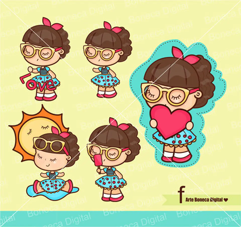 Kit Digital Mascotinhas Boneca Meninas Boneca 8 8 1