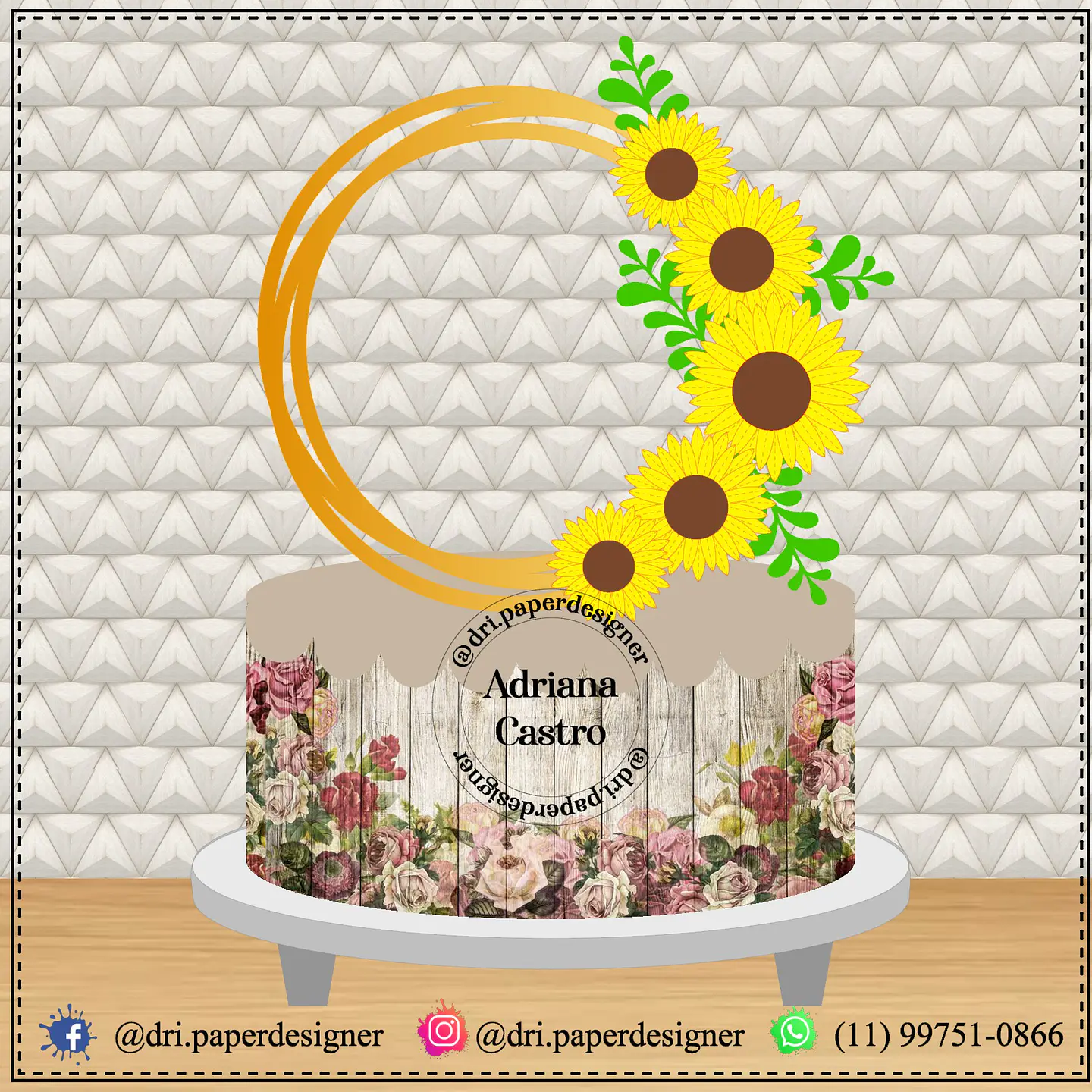 Arquivo de Corte Topo de Bolo Circulos e Geométricos Floral 59 1
