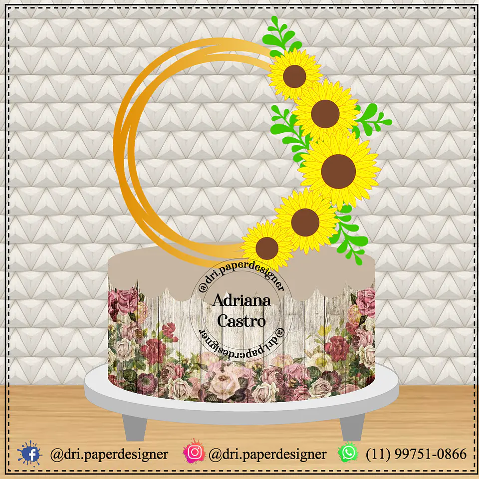 Arquivo de Corte Topo de Bolo Circulos e Geométricos Floral 59 1
