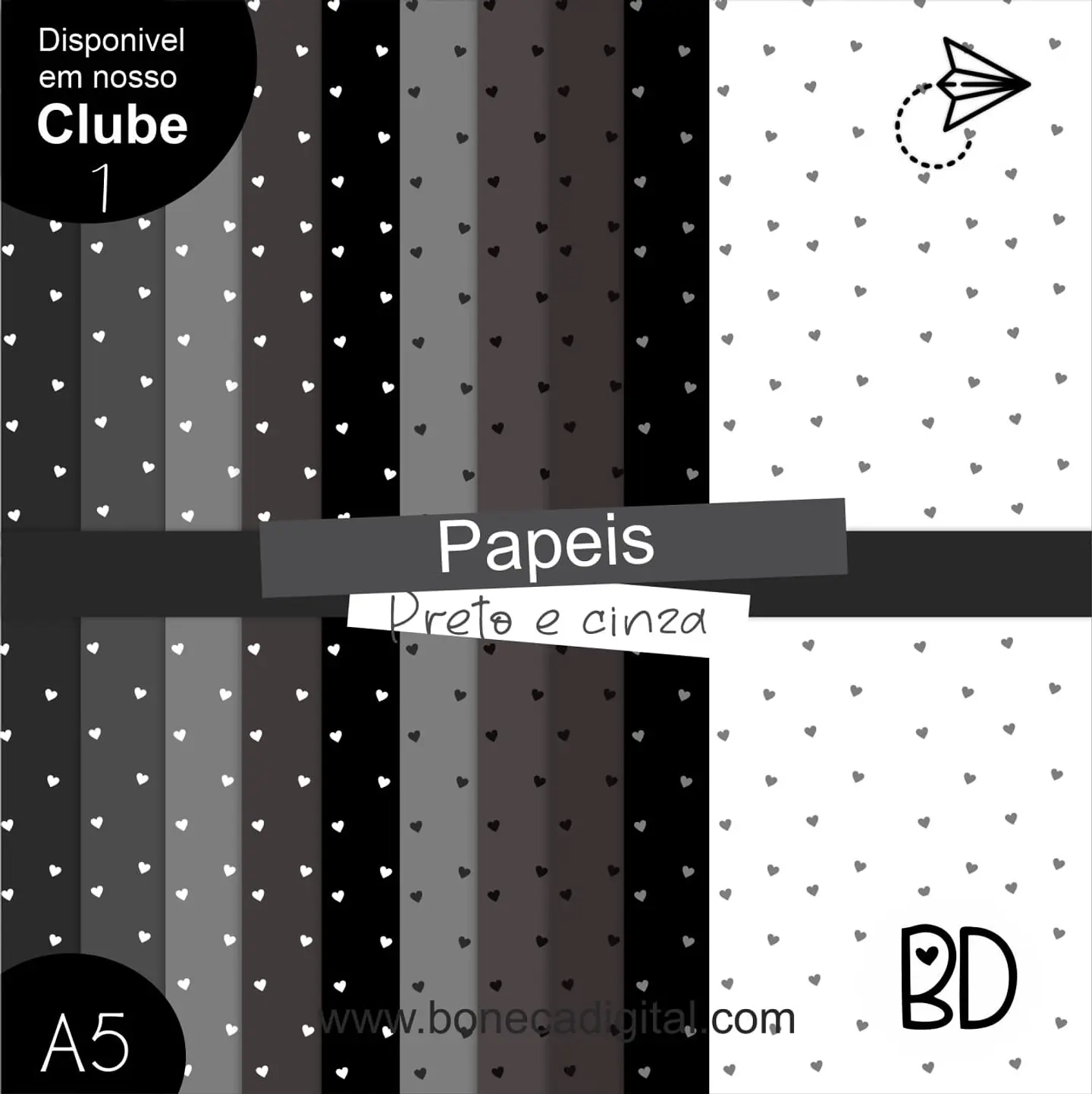 Kit Digital Papeis Cotação Cinza e Preto 77 1