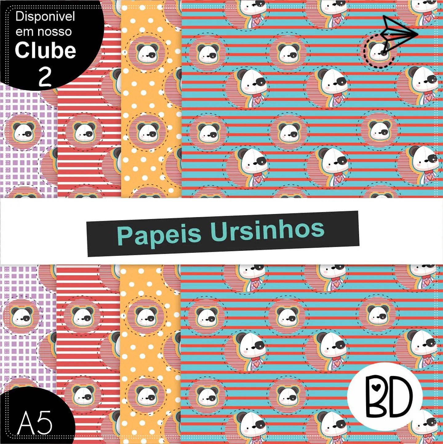 Kit Digital Ursinho Papéis 69 1