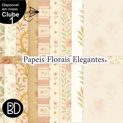 Kit Digital Papeis Floral Vintage Elegante 52