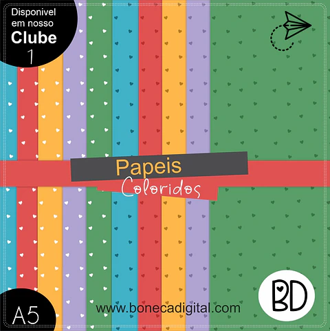 Kit Digital Papeis Coração Coloridos 33