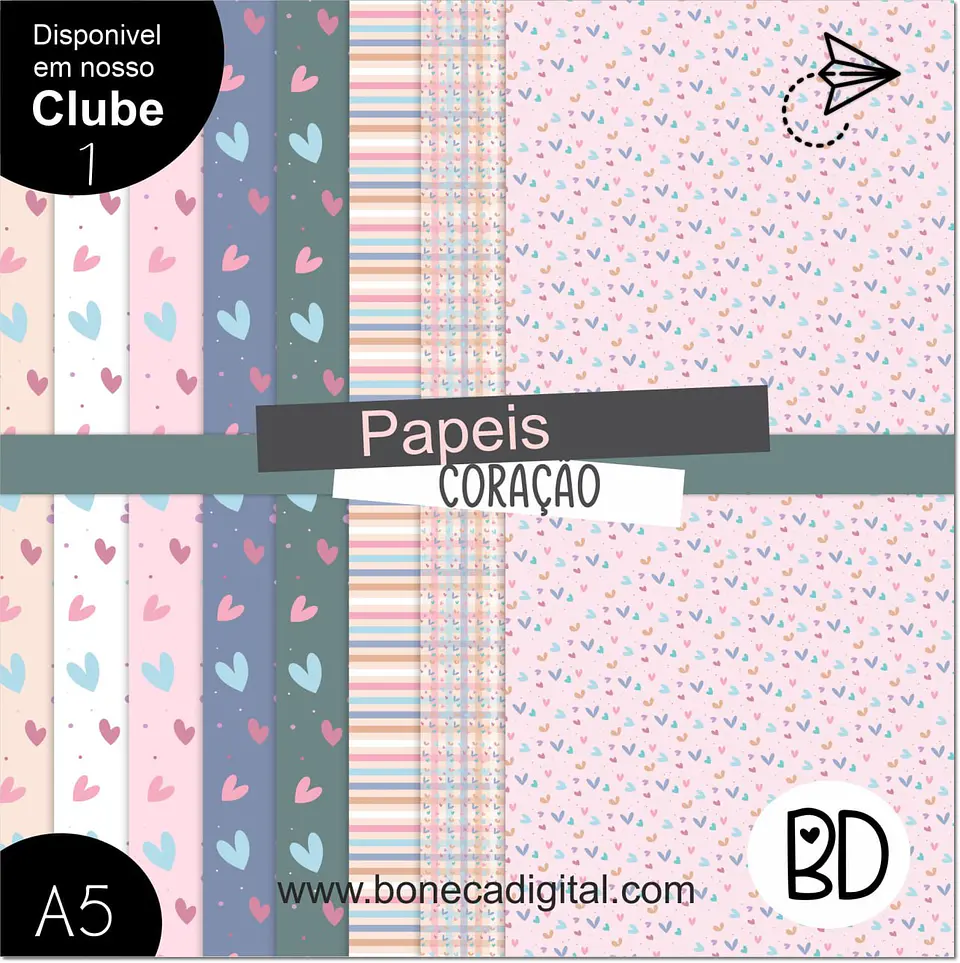 Kit Digital Papeis Coração 6 31 1