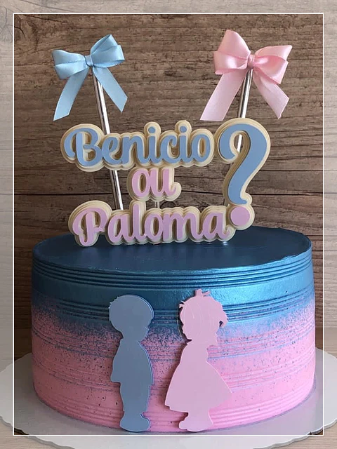 Arquivo de Corte Topo de Bolo Chá Revelação Bebê Baby Menino e Menina 28