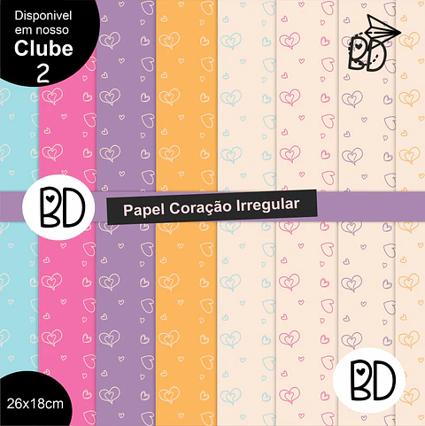 Kit Digital Papeis Corações Irregulares 76