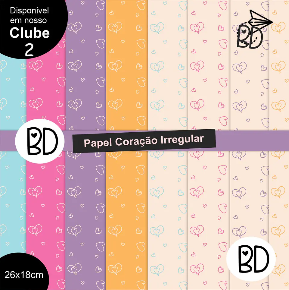 Kit Digital Papeis Corações Irregulares 76 1