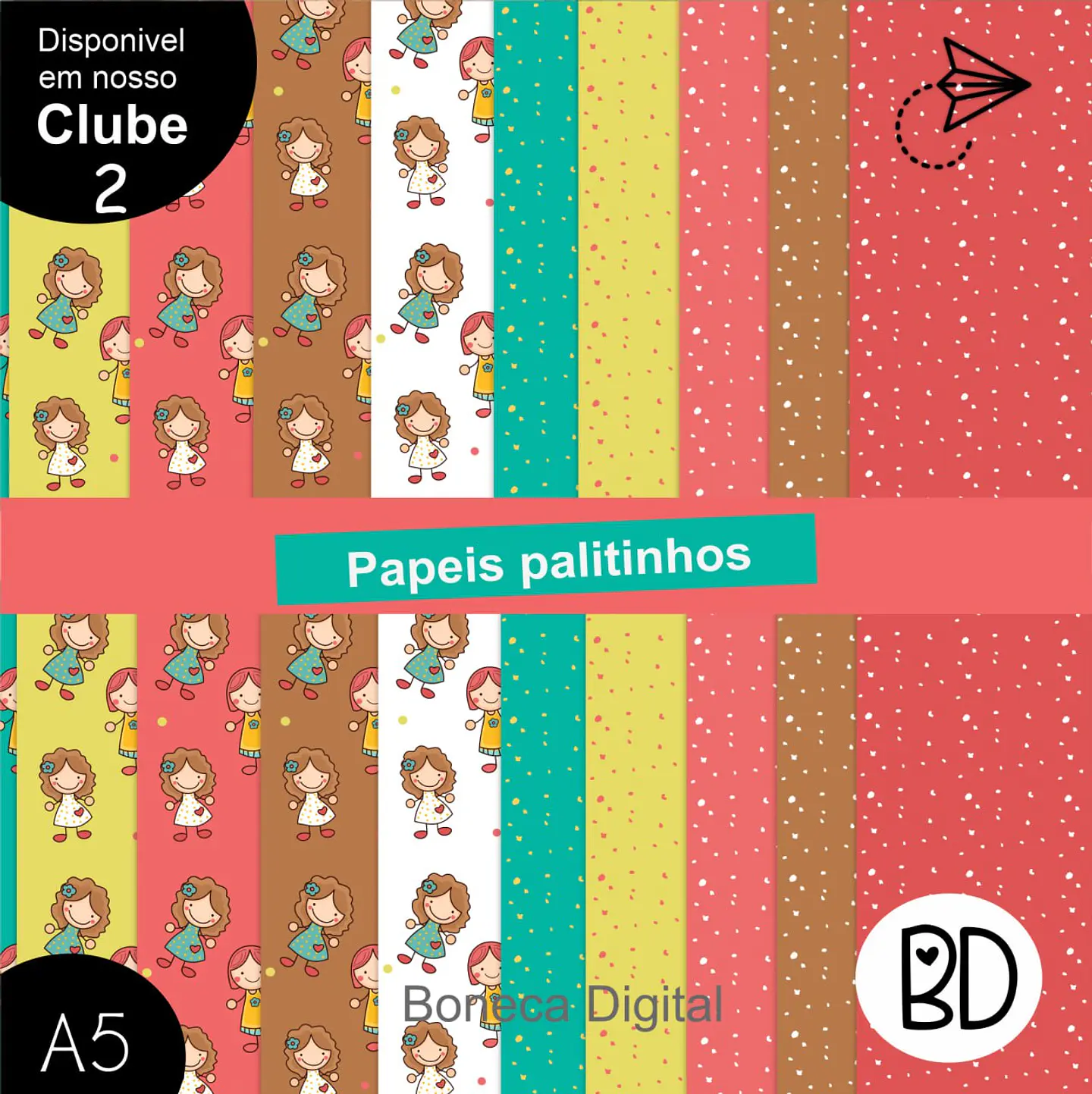 Kit Digital Papel Meninas Palito 59 1