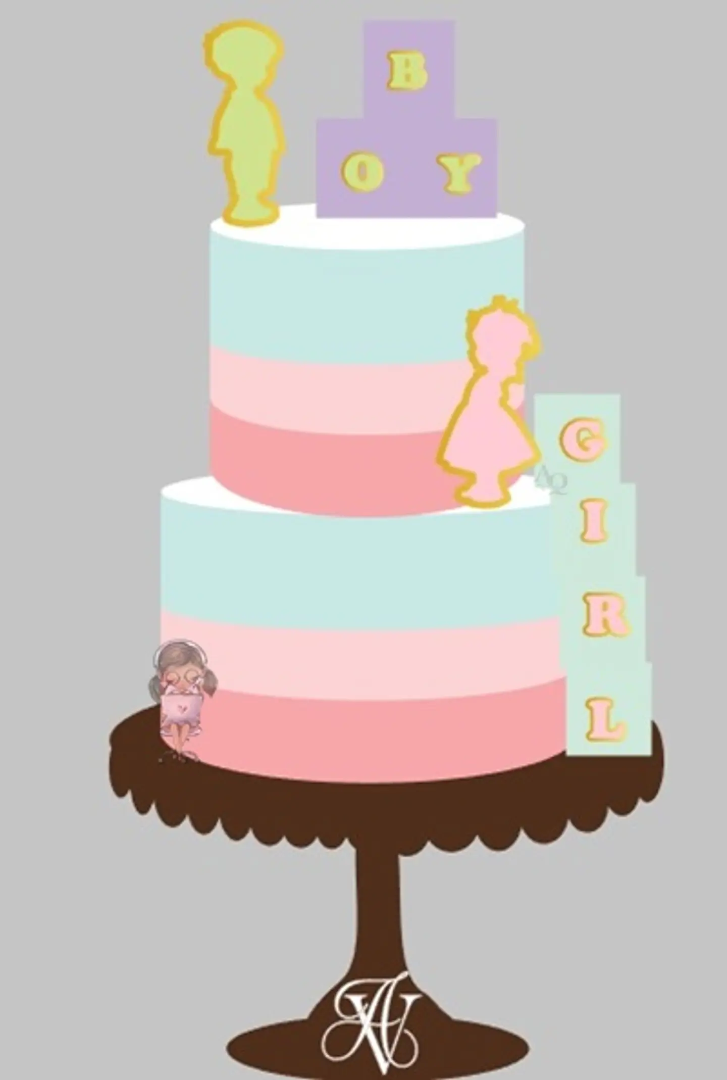 Arquivo de Corte Topo de Bolo Chá Revelação Bebê Baby Menino e Menina 8 1