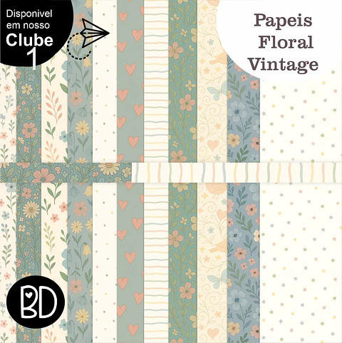 Kit Digital Papeis Floral Vintage 51