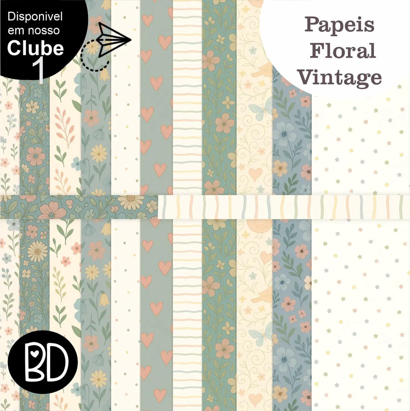 Kit Digital Papeis Floral Vintage 51 1