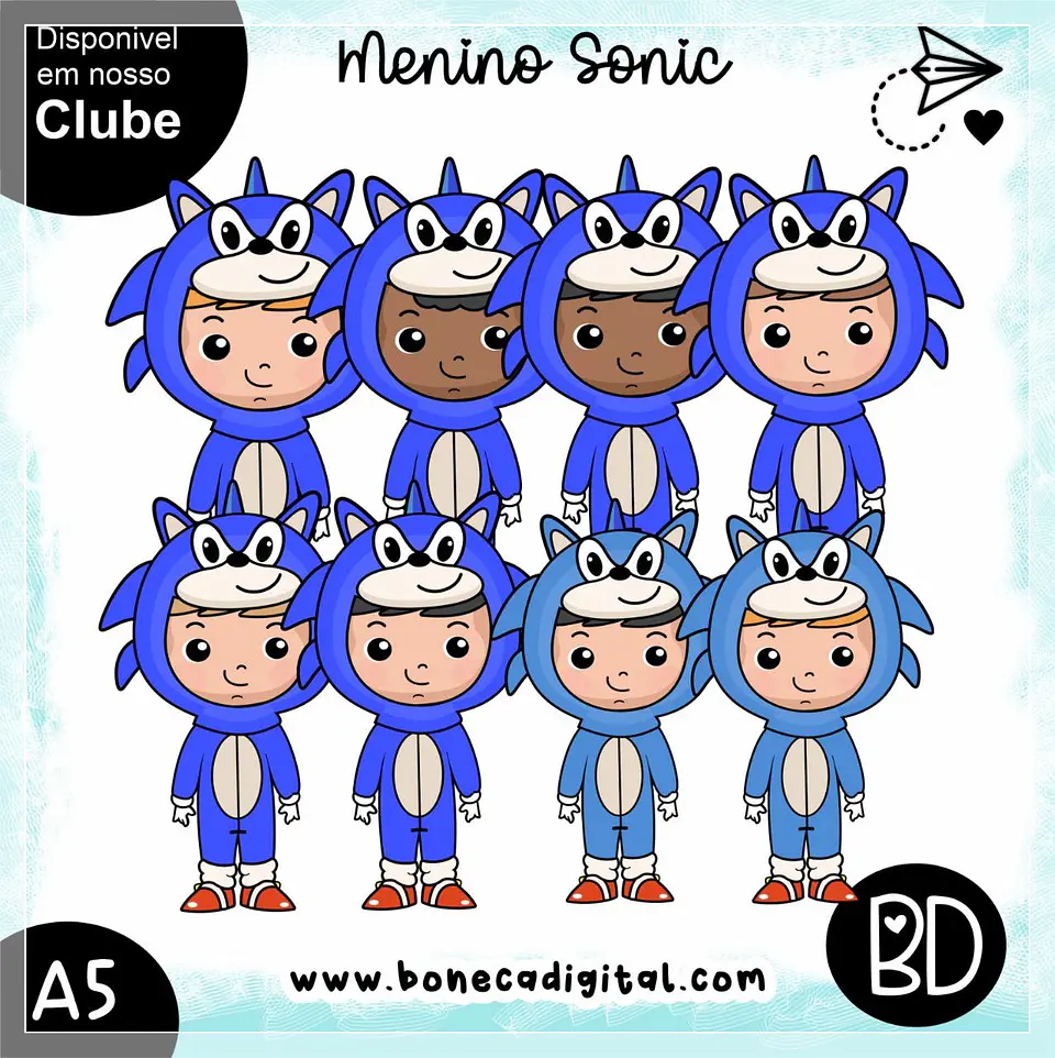Kit Digital Papeis Digital Meninos Sonic 20 1