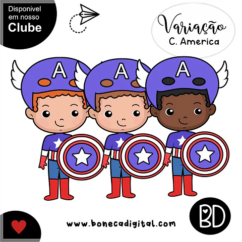 Kit Digital Capitão America Variações 12