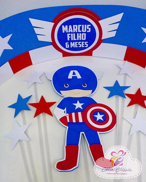 Arquivo de Corte Topo de Bolo Capitão América Baby Cute 1