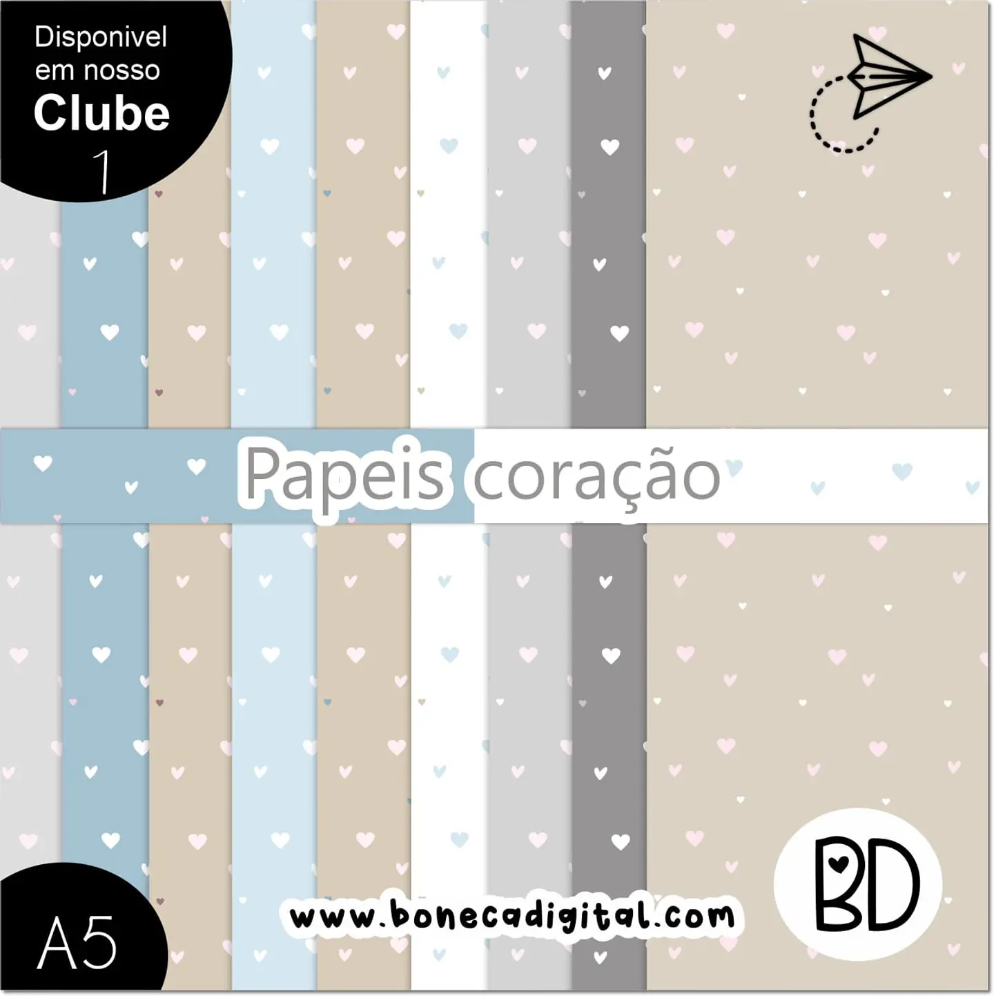 Kit Digital Papeis Coração Paleta Azul 34 1