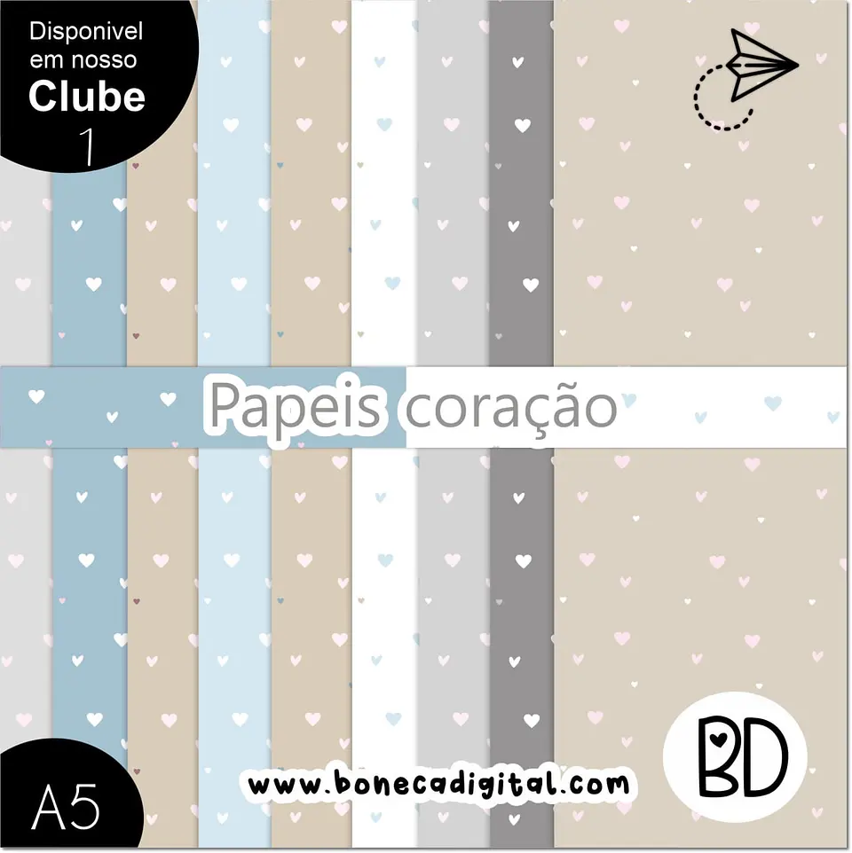 Kit Digital Papeis Coração Paleta Azul 34 1