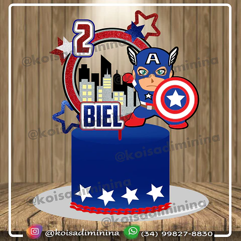 Arquivo de Corte Topo de Bolo Capitão América Baby Cute 5