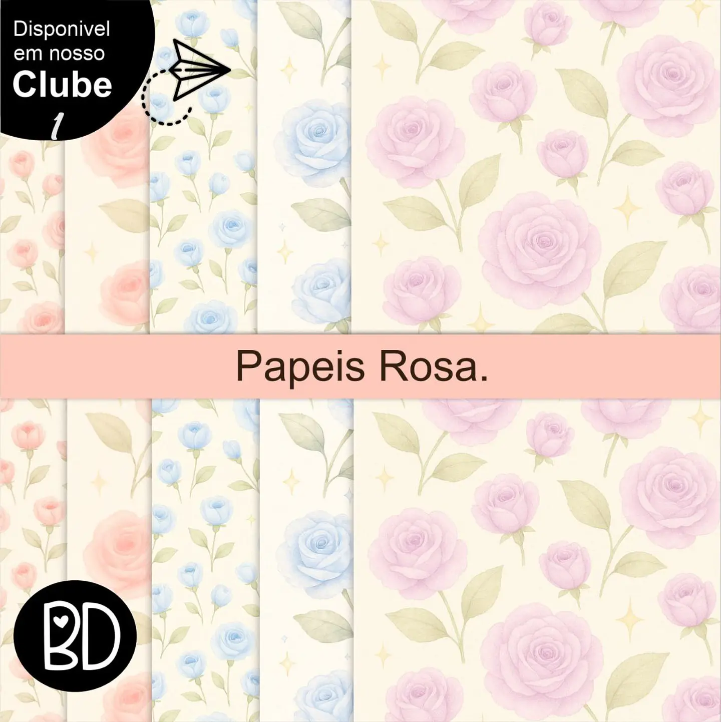 Kit Digital Papeis Rosas Cute 96 1