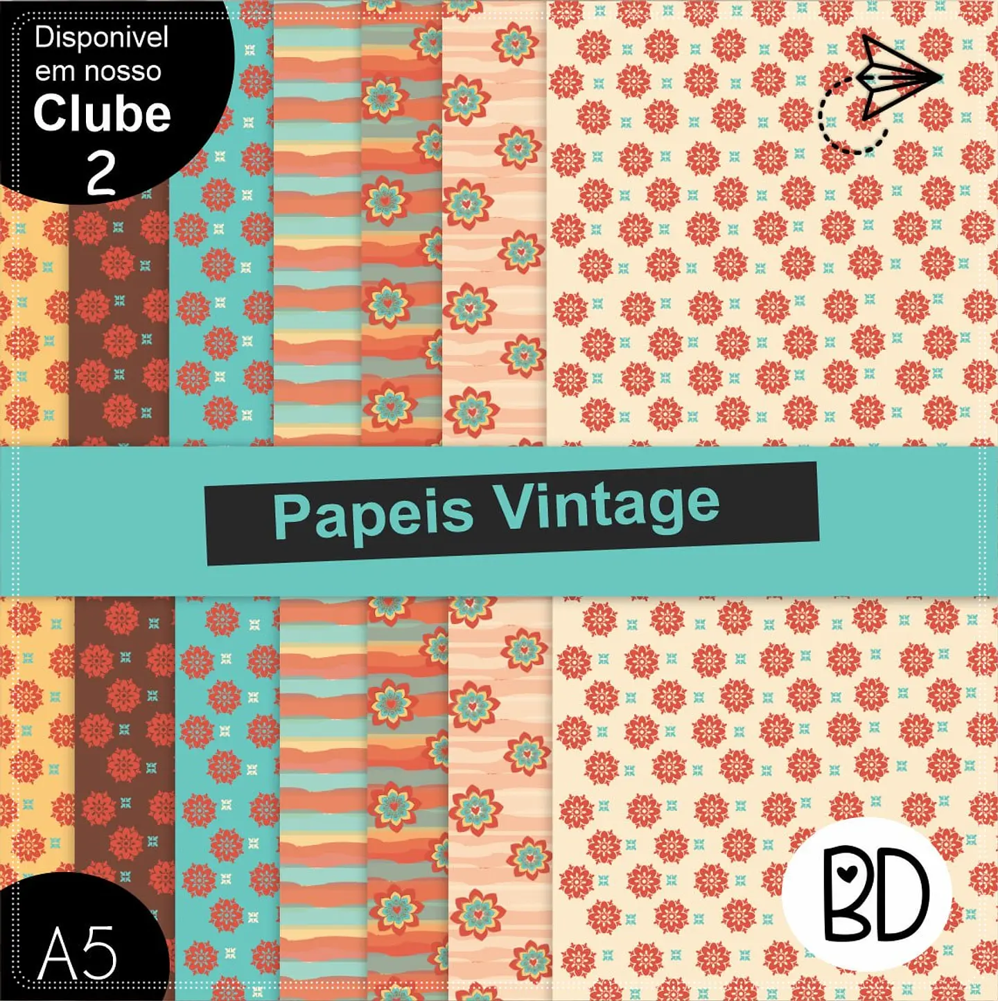 Kit Digital Floral Vintage Papéis 45 1