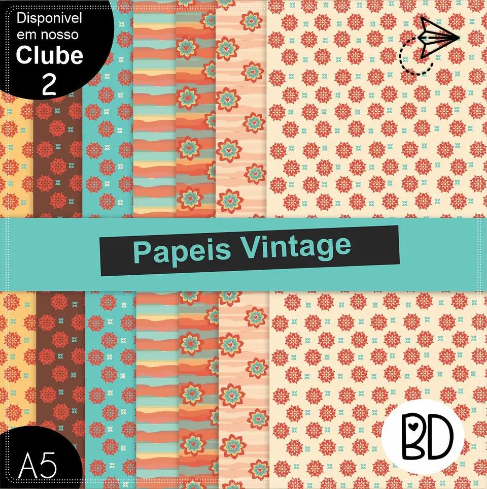 Kit Digital Floral Vintage Papéis 45 1