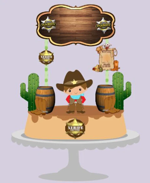 Arquivo de Corte Topo de Bolo Country Baby Cute Cowboy Cowgirl Boiadeira 3