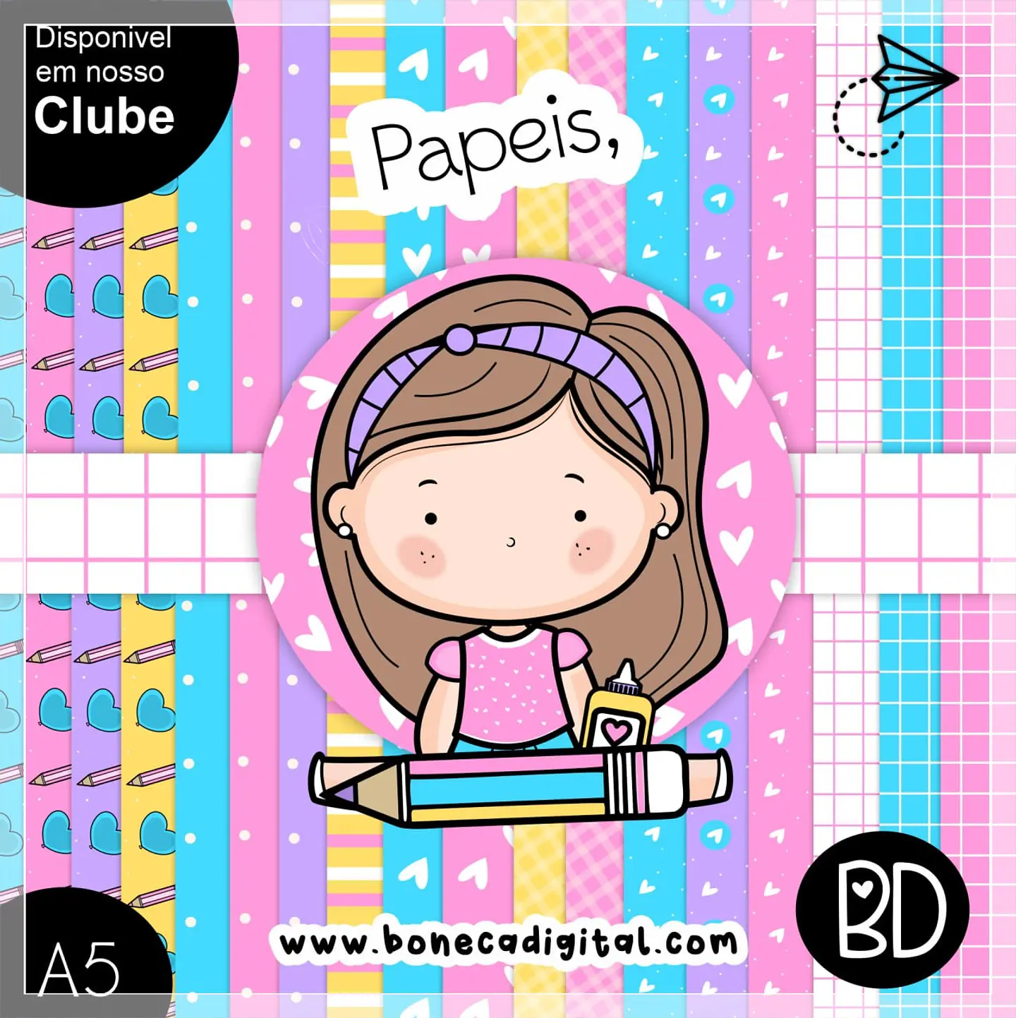 Kit Digital Papeis Meninas e Cliparts 20 1