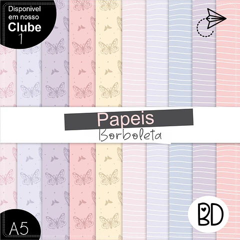 Kit Digital Borboletas Papéis 47