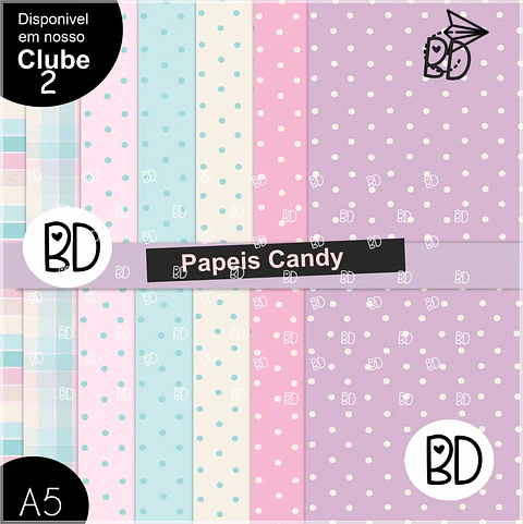 Kit Digital Candy Colors 2 Papeis Digitais 3
