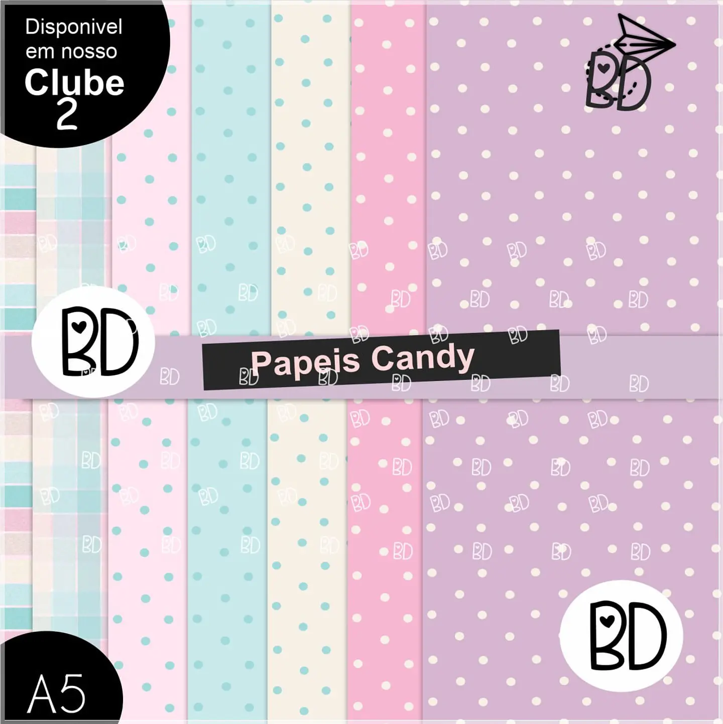 Kit Digital Candy Colors 2 Papeis Digitais 3 1