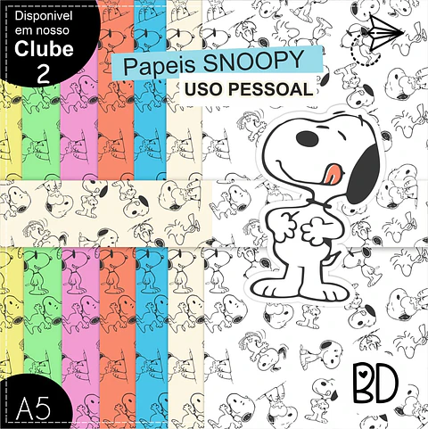 Kit Digital Snoopy Papeis 40