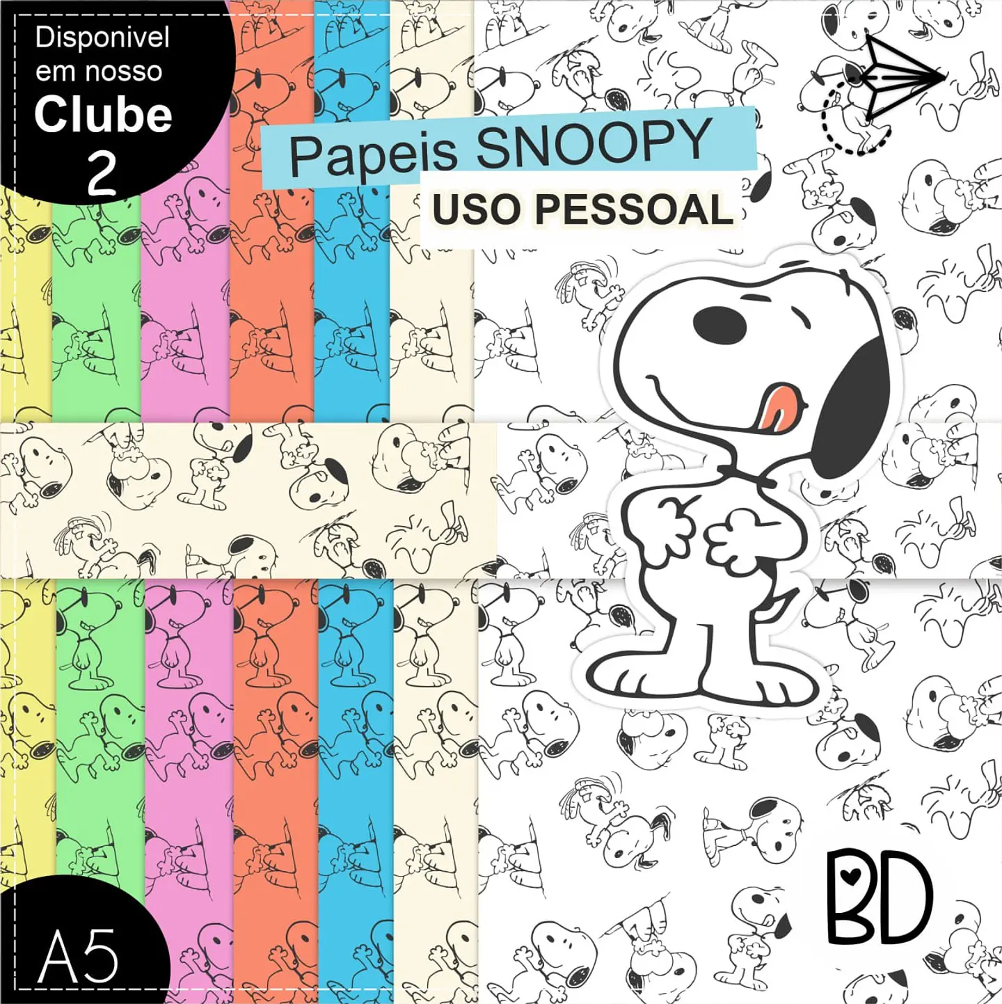 Kit Digital Snoopy Papeis 40 1