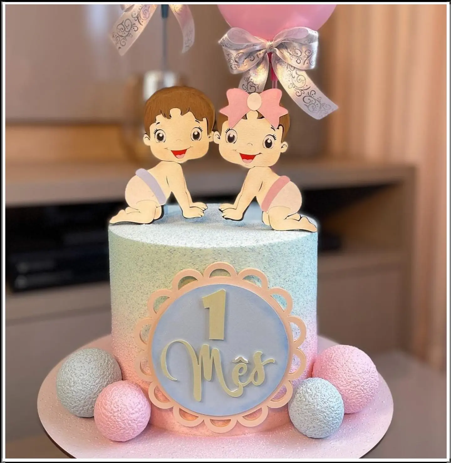 Arquivo de Corte Topo de Bolo Chá Revelação Bebê Baby Menino e Menina 26 1