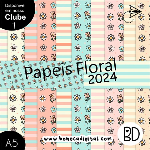 Kit Digital Peach Floral 32