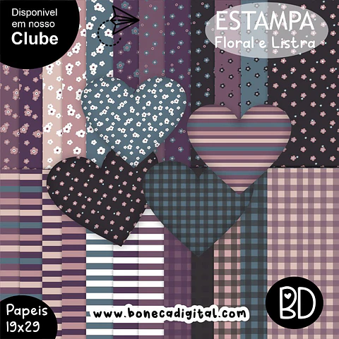 Kit Digital Floral e Listra Lilas 13