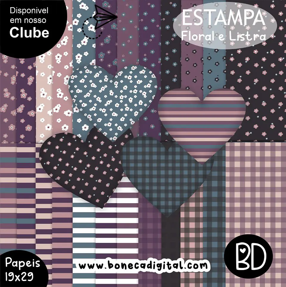Kit Digital Floral e Listra Lilas 13 1