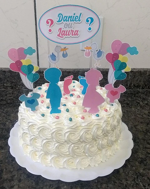 Arquivo de Corte Topo de Bolo Chá Revelação Bebê Baby Menino e Menina 21