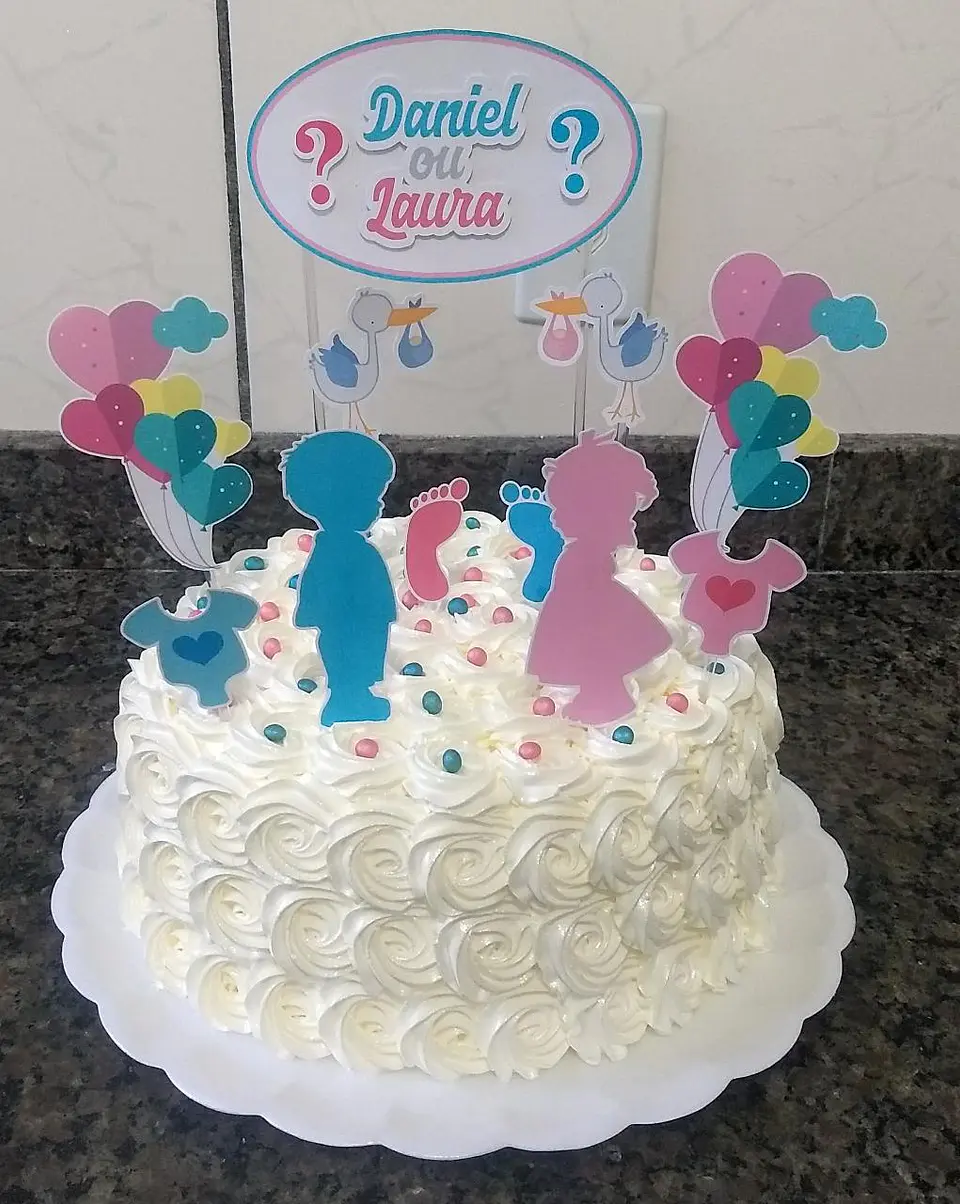 Arquivo de Corte Topo de Bolo Chá Revelação Bebê Baby Menino e Menina 21 1