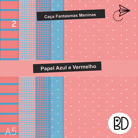Kit Digital 35 Papel Vermelho e Azul 19