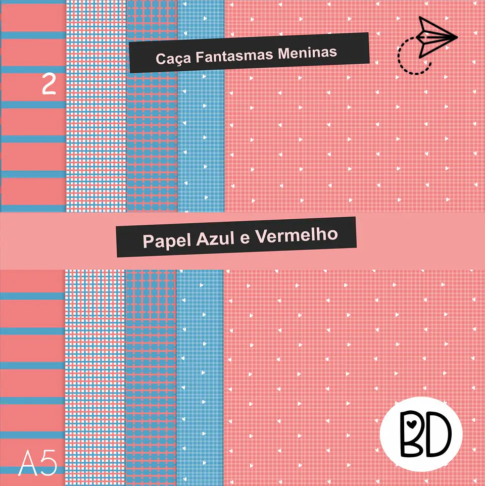 Kit Digital 35 Papel Vermelho e Azul 19 1