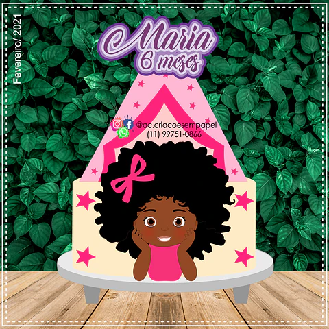 Arquivo de Corte Topo de Bolo Cacheada Afro 1