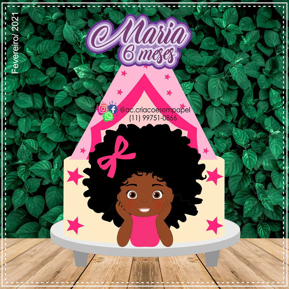Arquivo de Corte Topo de Bolo Cacheada Afro 1 1