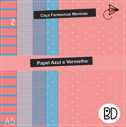Kit Digital Vermelho e Azul Papéis 71