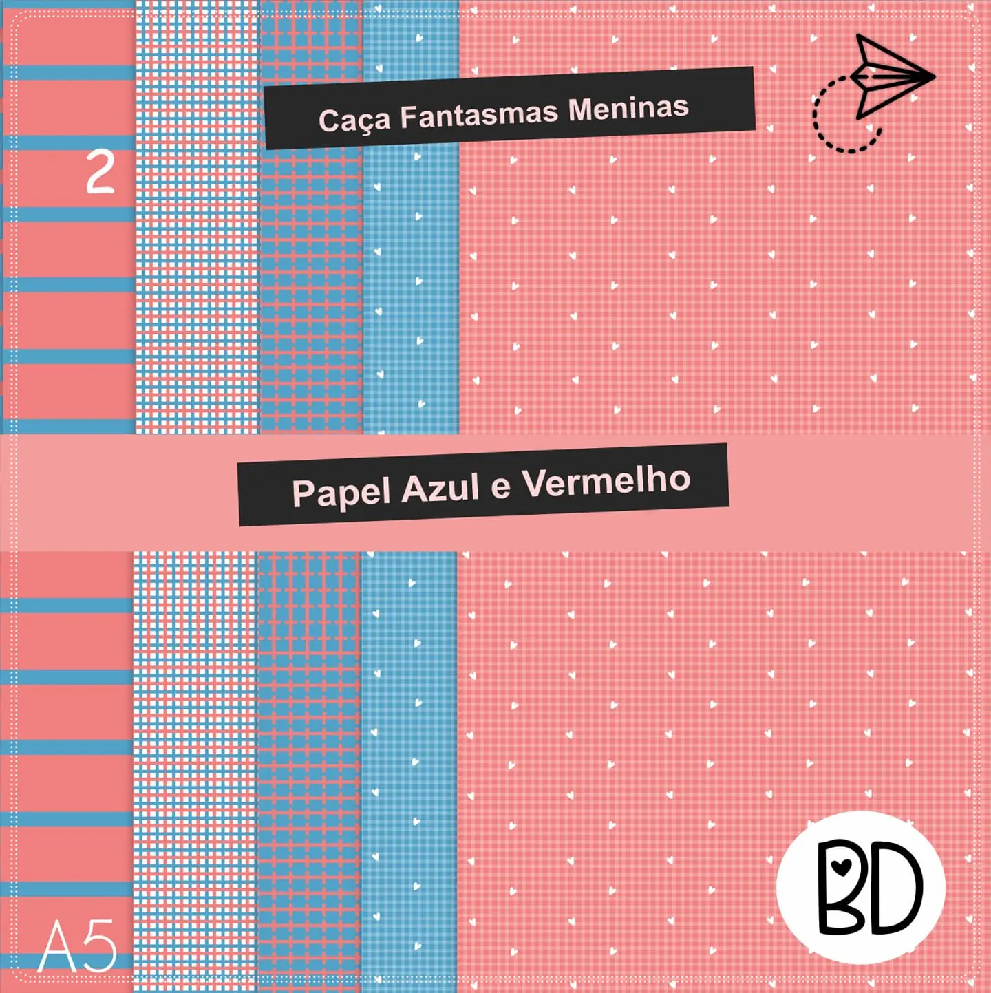 Kit Digital Vermelho e Azul Papéis 71 1
