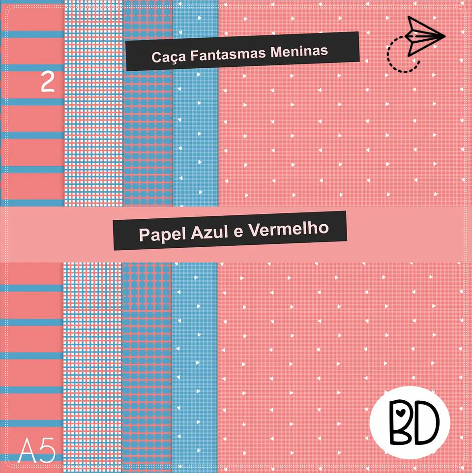 Kit Digital Vermelho e Azul Papéis 71 1