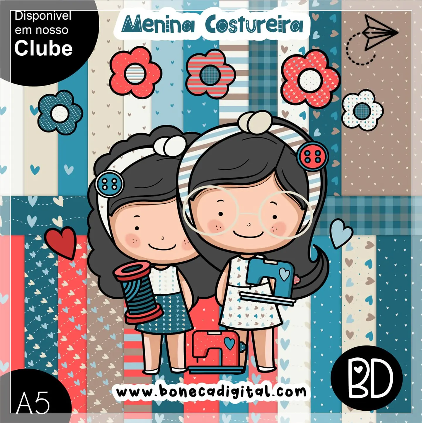 Kit Digital Meninas Costureiras 35 1