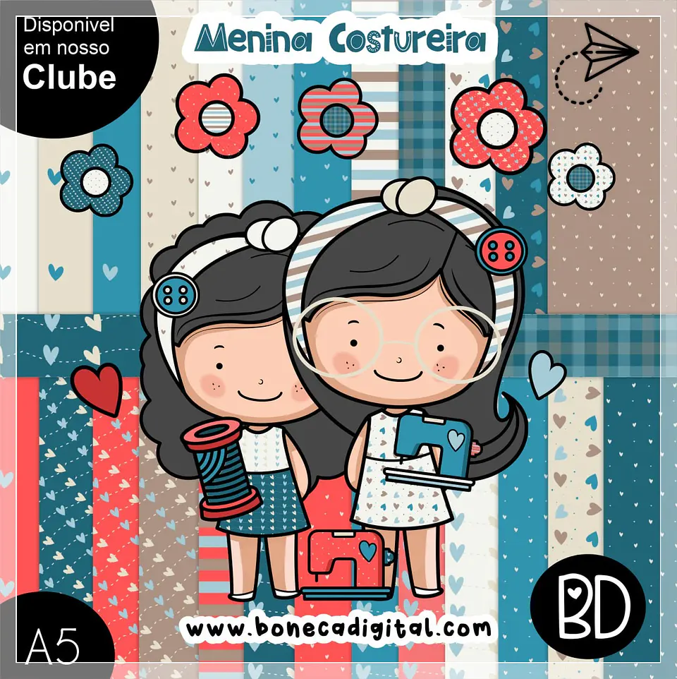 Kit Digital Meninas Costureiras 35 1