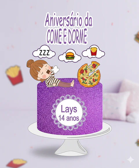 Arquivo de Corte Topo de Bolo Come e Dorme 1
