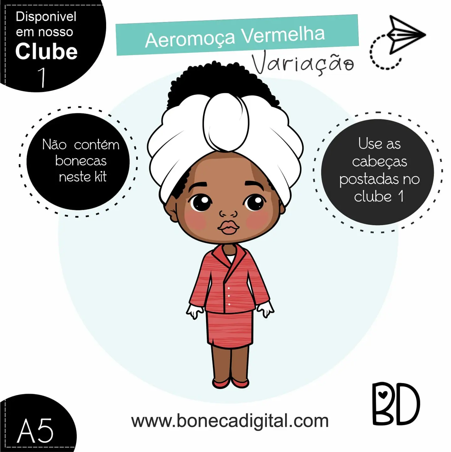 Kit Digital Aeromoça Vermelha 5 1