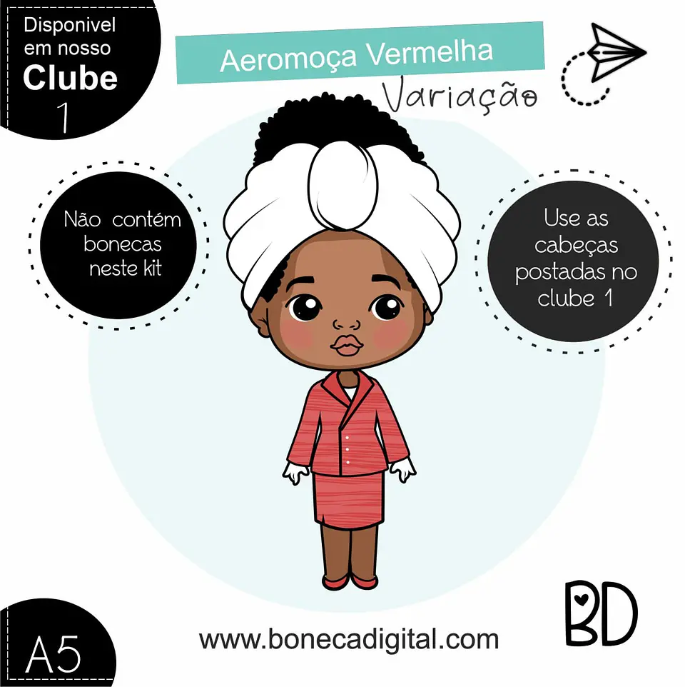 Kit Digital Aeromoça Vermelha 5 1