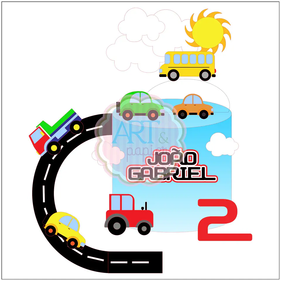 Arquivo de Corte Topo de Bolo Carro - Carrinhos 20 1